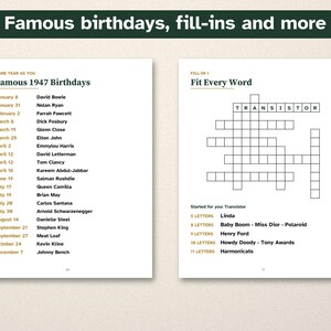 Born in 1947 Puzzle Book, 80th Birthday Gift, Large Print Trivia image 4