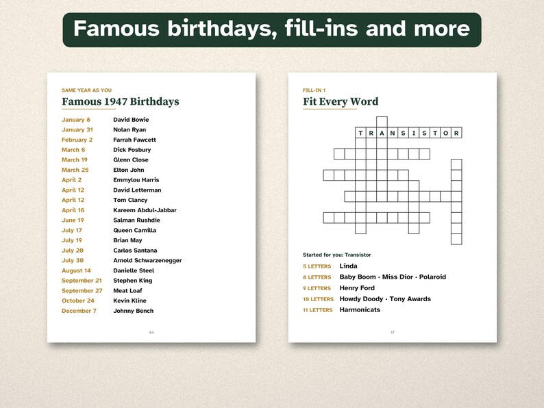 Born in 1947 Puzzle Book, 80th Birthday Gift, Large Print Trivia image 4