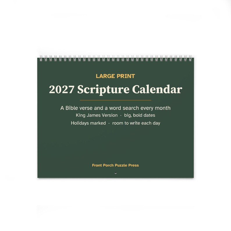 Large Print 2027 Scripture Wall Calendar, KJV Bible Verse and Word Search afbeelding 1