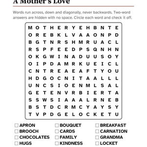 Paquete de actividades en letra grande para personas mayores, rompecabezas y trivias para el Día de la Madre y el Día de los Caídos. imagen 3