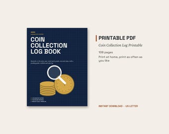 Coin Collection Log Book Printable, Coin Inventory Tracker (PDF)