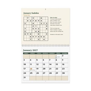 Large Print 2027 Sudoku Wall Calendar, Easy Puzzle Every Month image 2