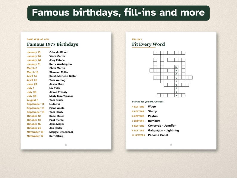 50th Birthday Gift, Born in 1977 Nostalgia Trivia Book, Large Print Puzzles image 4