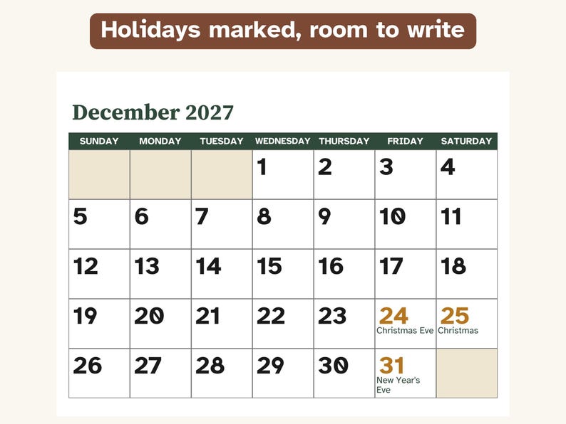Printable 2027 Calendar for Dementia, Large Print, Memory Care image 4