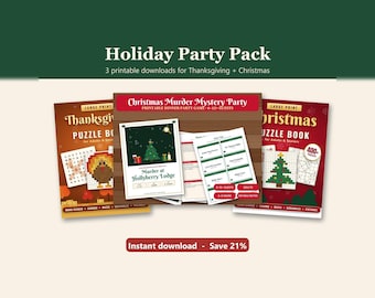 Christmas Murder Mystery Party Game + Holiday Puzzle Books Bundle PDF