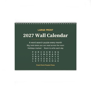 Large Print 2027 Wall Calendar with Word Search Puzzles
