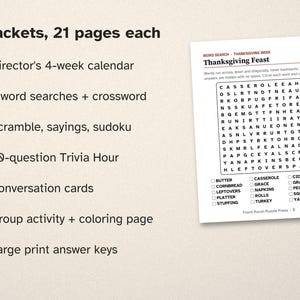 5 Months of Large Print Activity Packets for Seniors, November to March Bundle, Activity Director Puzzles image 2