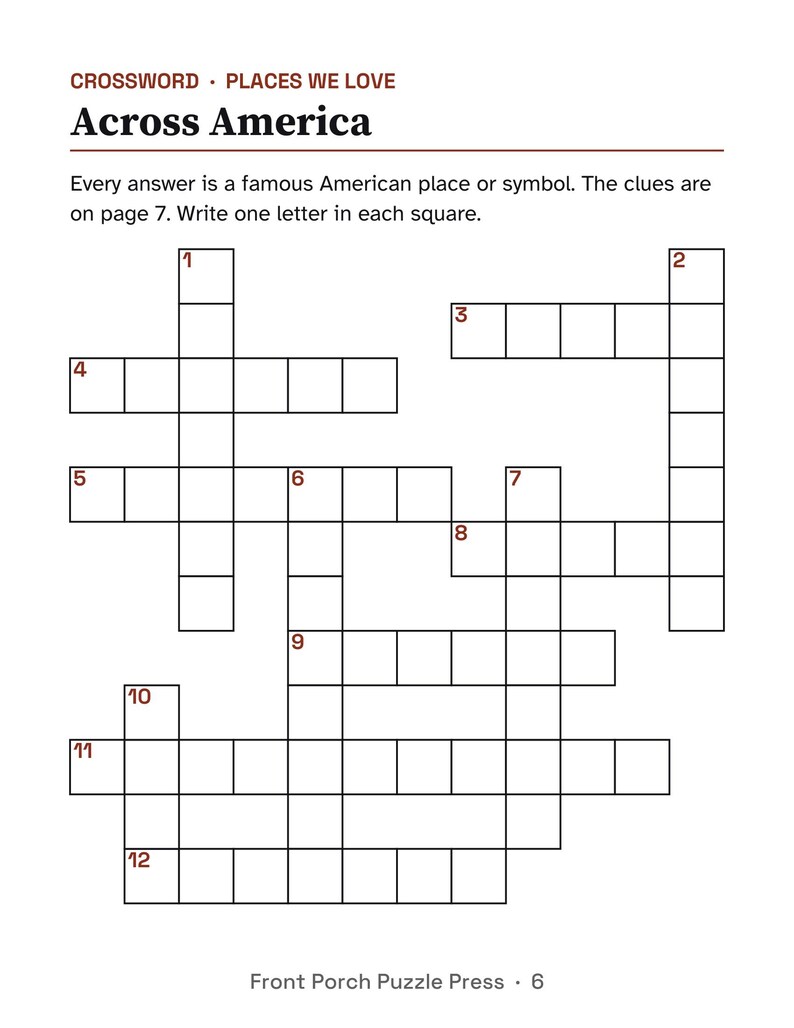 Patriottische activiteiten voor senioren, activiteitenpakket in grote letters, Amerika-weetjes en -puzzels, geheugenverzorging afbeelding 4