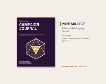 Campaign Journal Printable, TTRPG Game Master Notebook & Session Planner