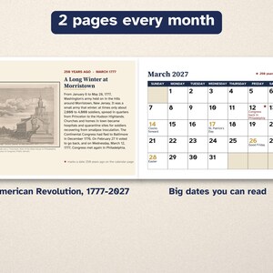 Printable 2027 Calendar, 250 Years Ago, American Revolution 1777 image 2