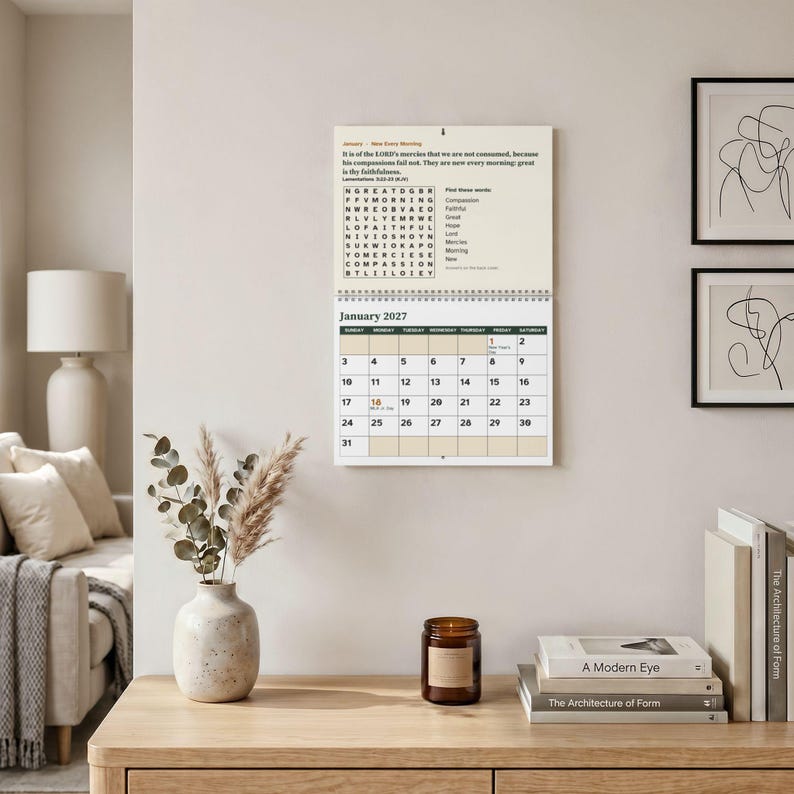 Large Print 2027 Scripture Wall Calendar, KJV Bible Verse and Word Search afbeelding 5