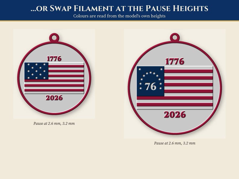 Revolutionary War Flag Ornament STL, 13 Star Christmas Ornament 3D Print Files image 3