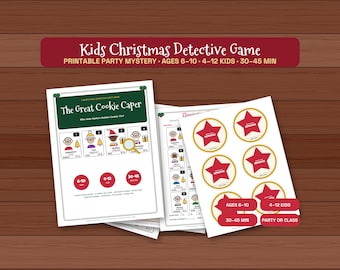 Kids Christmas Mystery Party Game, Printable Detective Game Ages 6-10