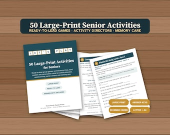 Senior Activities Printable, 50 Large Print Games for Assisted Living