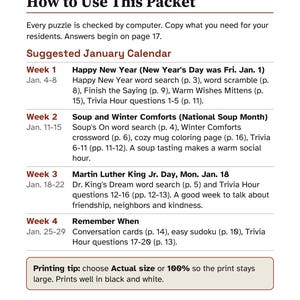 5 Months of Large Print Activity Packets for Seniors, November to March Bundle, Activity Director Puzzles image 5