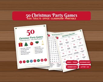 Christmas Party Games Printable, 50 Games for Kids, Adults & Office