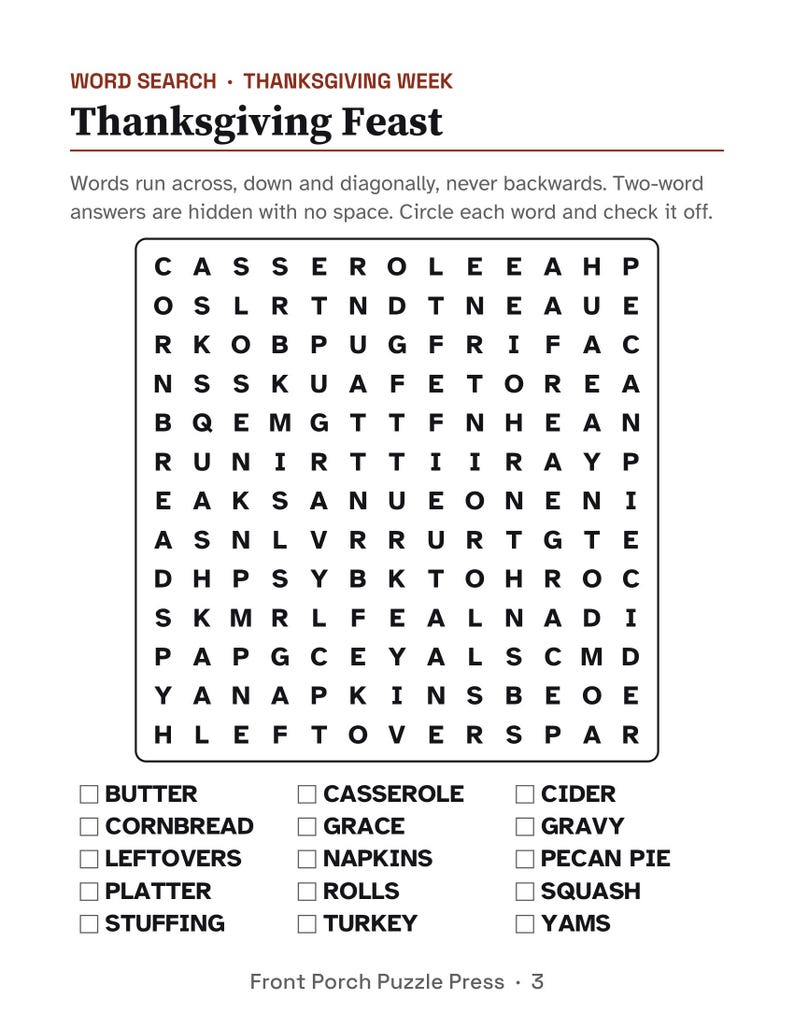 Holiday Large Print Activity Packets for Seniors, November and December Bundle, Thanksgiving & Christmas image 5