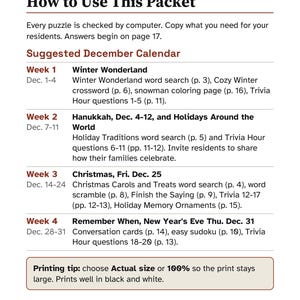 Holiday Large Print Activity Packets for Seniors, November and December Bundle, Thanksgiving & Christmas image 4
