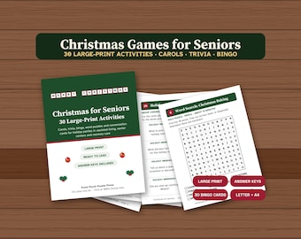 Christmas Games for Seniors, 30 Large Print Activities for Memory Care