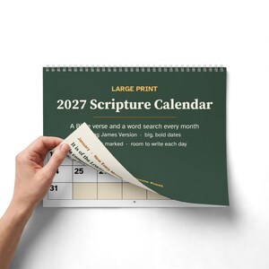 Large Print 2027 Scripture Wall Calendar, KJV Bible Verse and Word Search afbeelding 4