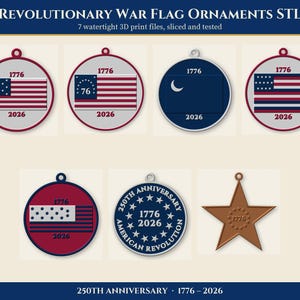 Revolutionary War Flag Ornament STL, 13 Star Christmas Ornament 3D Print Files