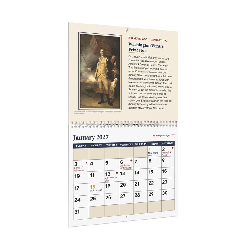 250 Years Ago 2027 Wall Calendar, American Revolution 1777, Large Print image 3