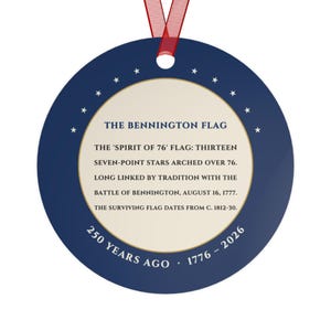 Bennington Flag Ornament, Spirit of 76 Two-Sided Metal Keepsake image 2