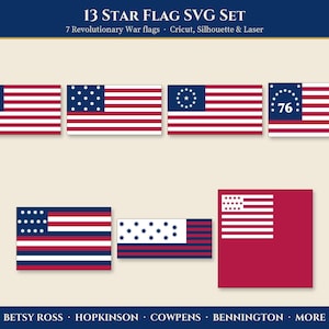 13 Star Flag SVG, Betsy Ross & Hopkinson Flag Layered Cut Files for Cricut