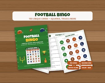 Football Bingo Cards Printable, 130 Unique Cards for Game Day Parties