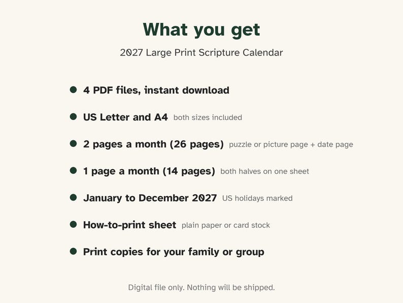 Printable 2027 Bible Verse Calendar, Large Print, KJV Word Search image 5