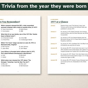 50th Birthday Gift, Born in 1977 Nostalgia Trivia Book, Large Print Puzzles image 2