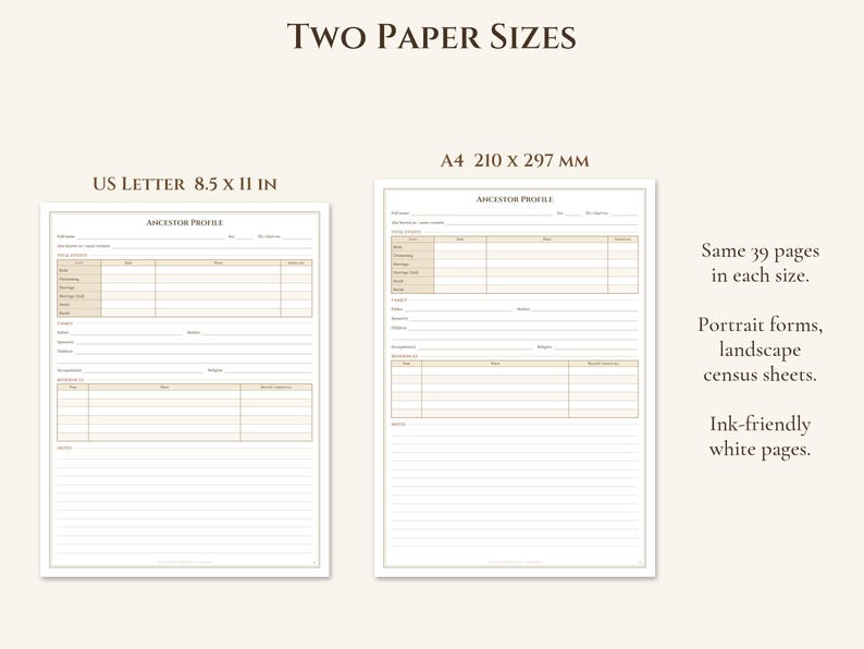 Genealogy Research Binder Printable, Fillable Family History Forms, US Census Forms 1790-1950, Family Group Sheet, Pedigree Chart imagen 7