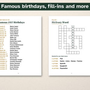 70th Birthday Gift, Born in 1957 Nostalgia Trivia Book, Large Print Puzzles image 4