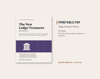 Lodge Treasurer Forms, Dues Ledger and Bank Reconciliation Templates (PDF)