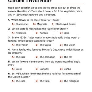 Gardening Activities for Seniors, Large Print Activity Packet, Garden Trivia & Puzzles, Memory Care image 5