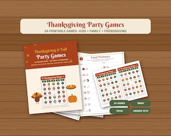 Thanksgiving Games Bundle, 24 Printable Fall & Friendsgiving Party Games