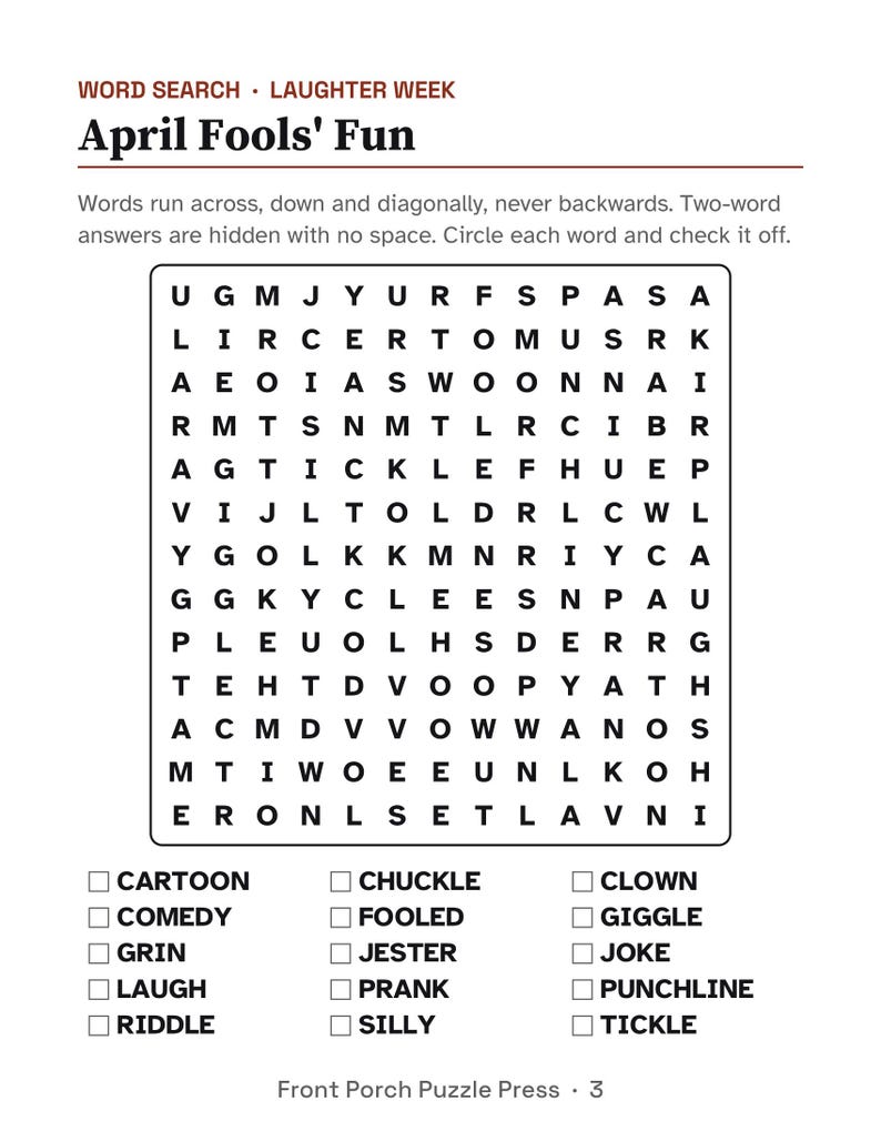 April Large Print Activity Packet for Seniors, Earth Day & Spring Puzzles and Trivia image 3