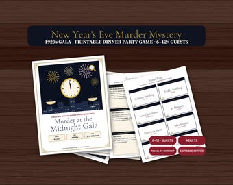 New Year's Eve Murder Mystery Party Game, Printable 1920s Dinner Party Kit