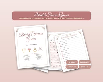 Bridal Shower Games Bundle, 16 Printable Party Activities (Digital Download)