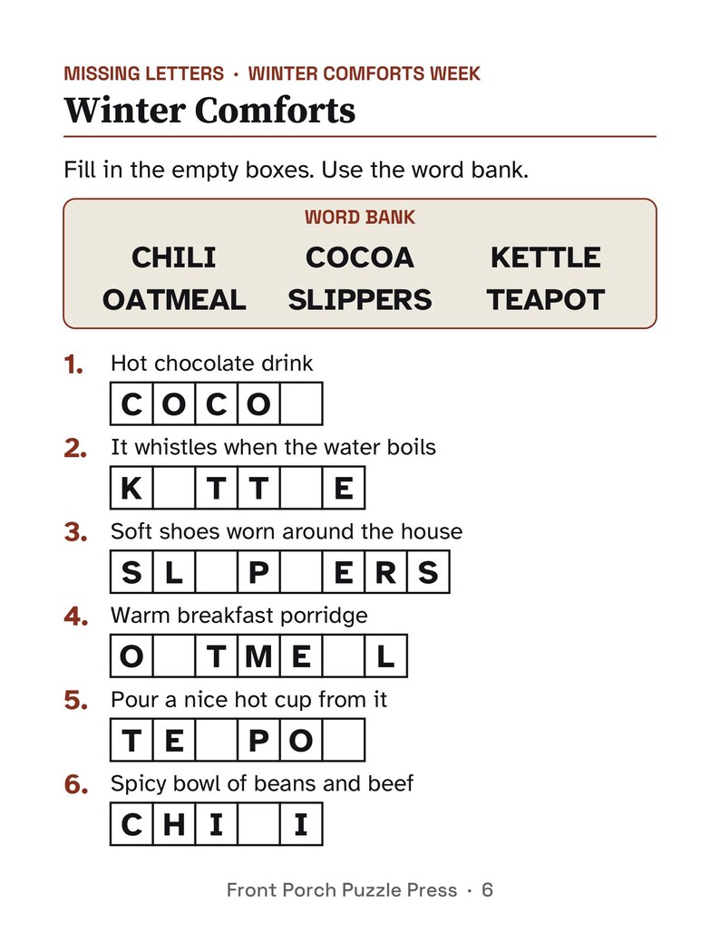 Eenvoudig activiteitenpakket voor januari voor mensen met geheugenproblemen, activiteiten in grote letters voor mensen met dementie, nieuwjaars- en winterpuzzels (pdf) afbeelding 3
