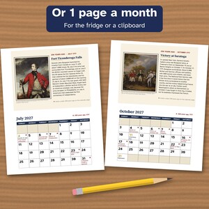 Printable 2027 Calendar, 250 Years Ago, American Revolution 1777 image 3