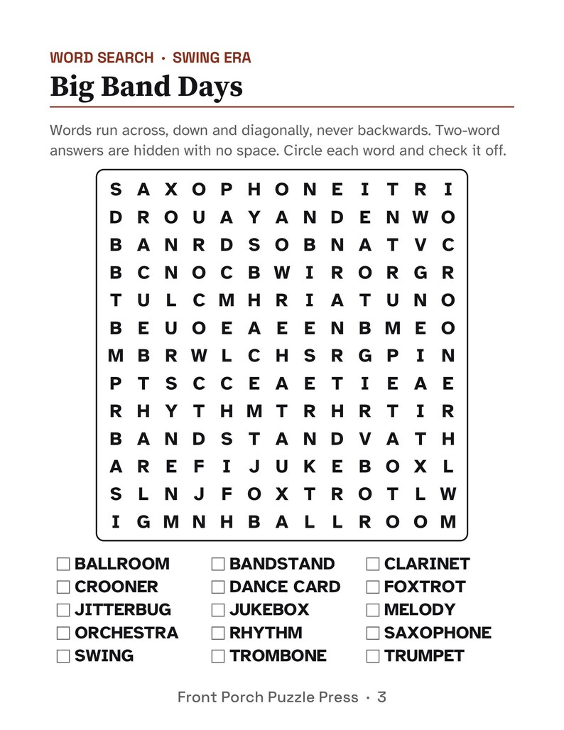Music Trivia for Seniors, Large Print Activity Packet, Oldies Sing Along & Puzzles, Memory Care image 3