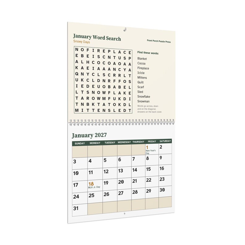 Large Print 2027 Wall Calendar with Word Search Puzzles image 3