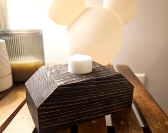 Rustic single candle holder - Reclaimed wood