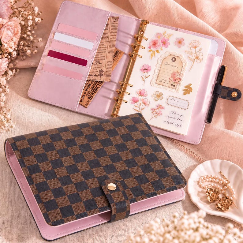 Pfr First Order Checkered 6-ring Binder Cover A6 A5 A4, Personalized Leather Planner ...