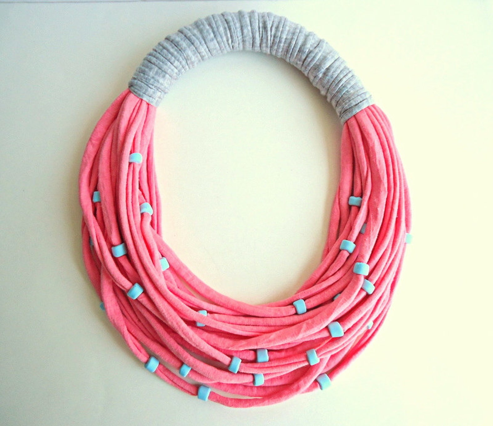 Coral Pink Necklace T Shirt Yarn Necklace Scarf Necklace Etsy