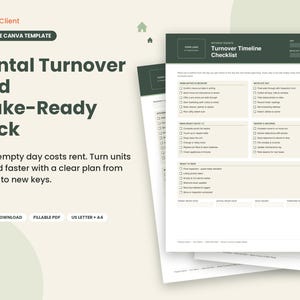 Rental Turnover Checklist, Make-Ready Punch List, Security Deposit Itemization (Digital Download)