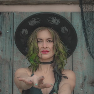 Hut mit breiter Krempe, Spinne und Netz Hut, Fedora mit breiter Krempe, Pinup Goth Hut