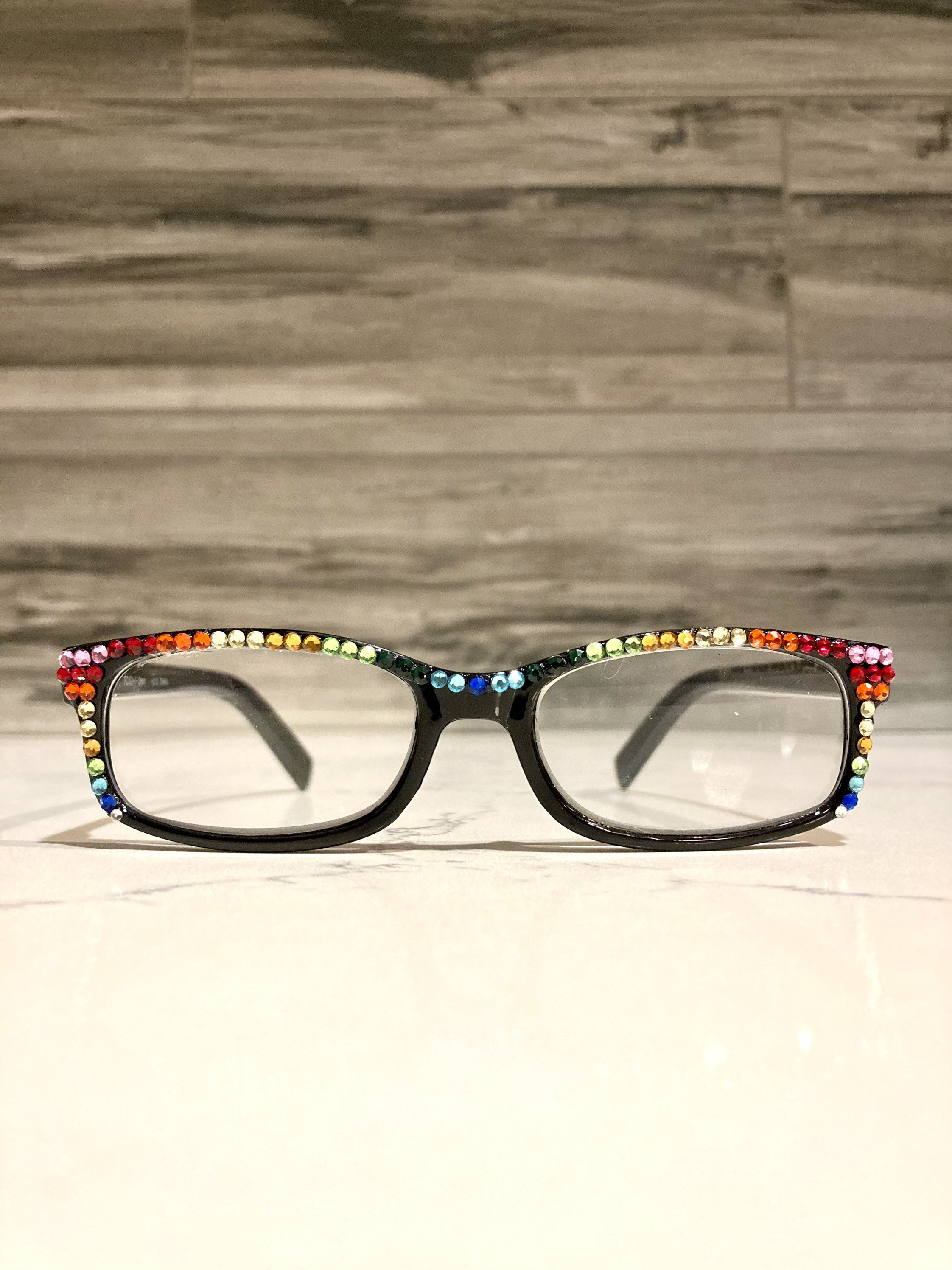 black rhinestone reading glasses