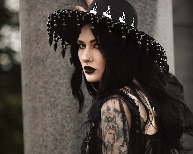 Wide Brim Goth Fedora: Melting Candles & Chandelier Beads